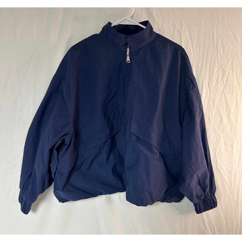 Find Me Now Anthropologie NWT Navy Blue Full Zip Baggy Windbreaker Jacket XS/S